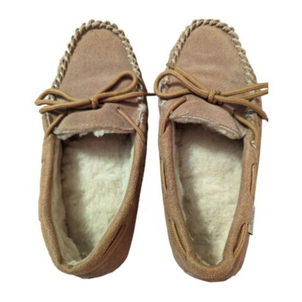 Great Northwest Moccasin Womens 9 Leather Suede Shearling Lined Slipper Mens 7.5 - Picture 5 of 11